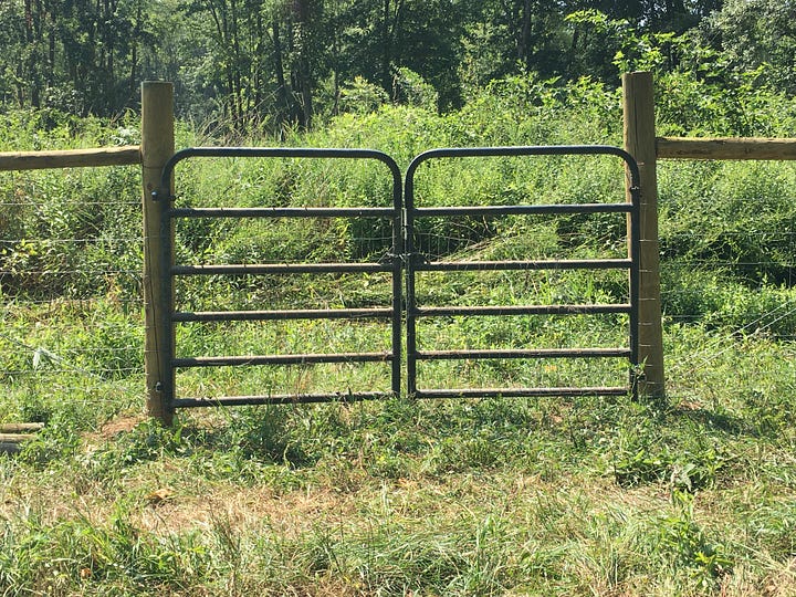 North gate, south gate (2x ft gates)