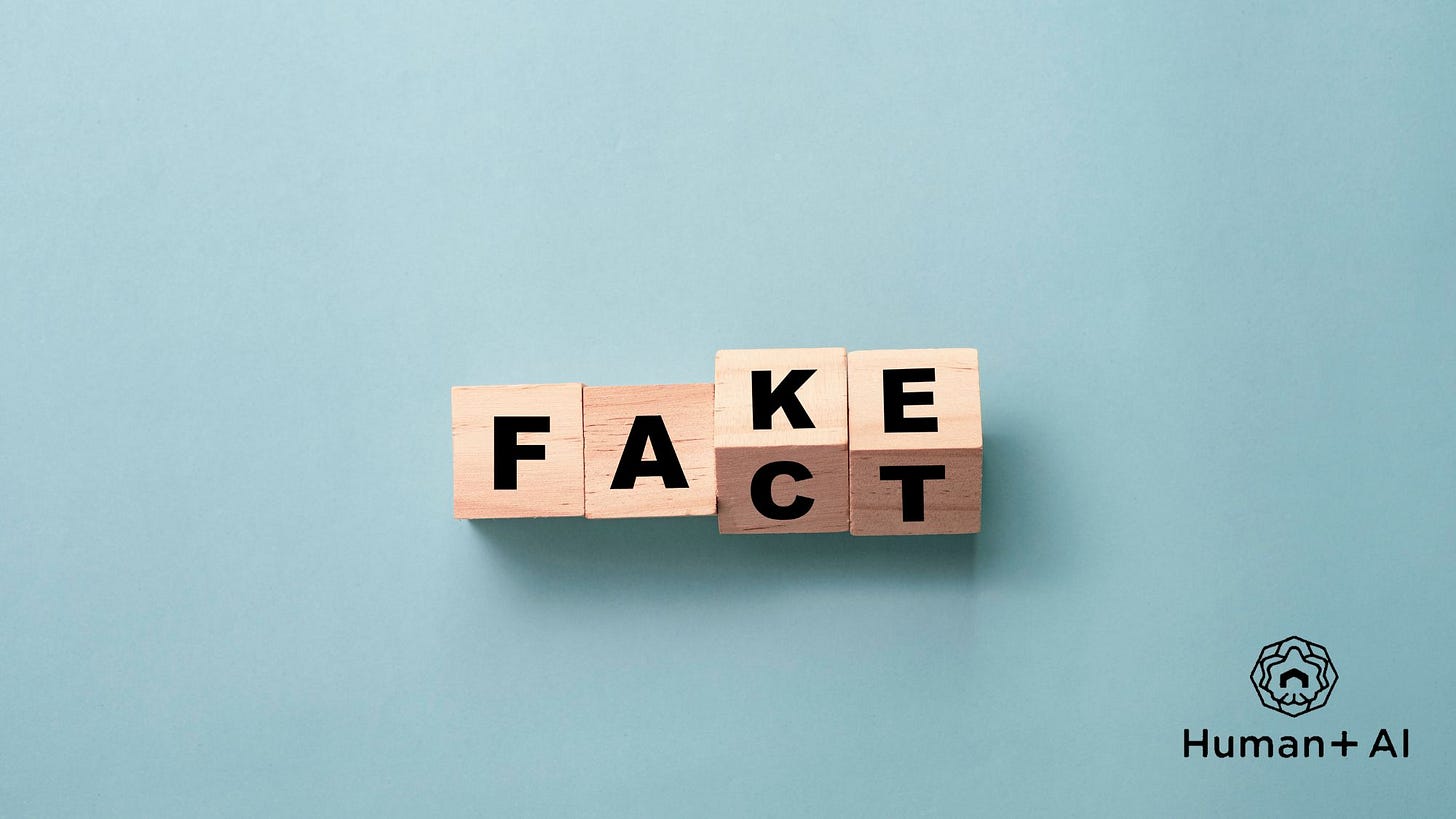 Scrabble like tiles spell "fact" but they're changing to "fake"