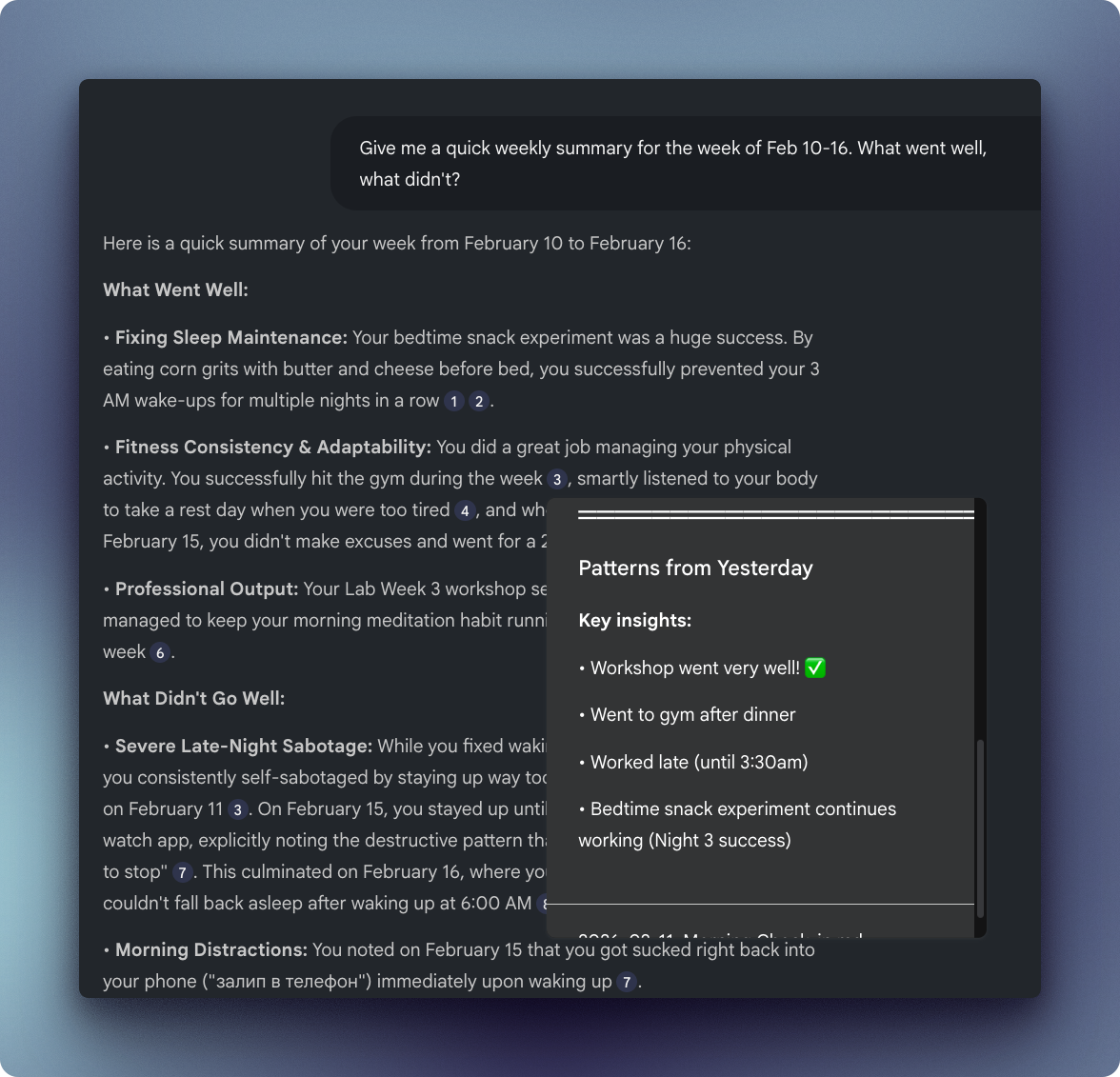 Daily notes chat Daily notes chat
