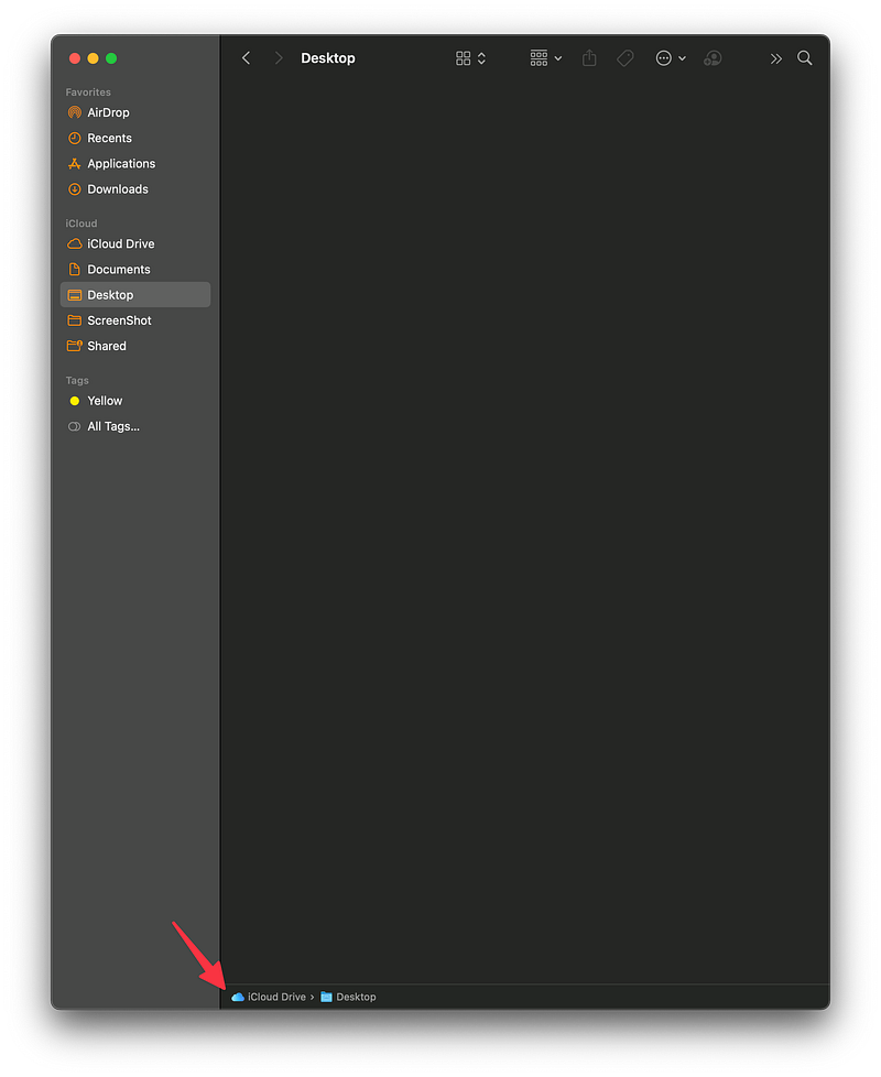 Folder structure showing after Option+Command+P shortcut