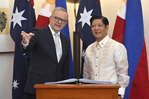 Philippine president tells Australia their strategic partnership is more  important than ever | AP News