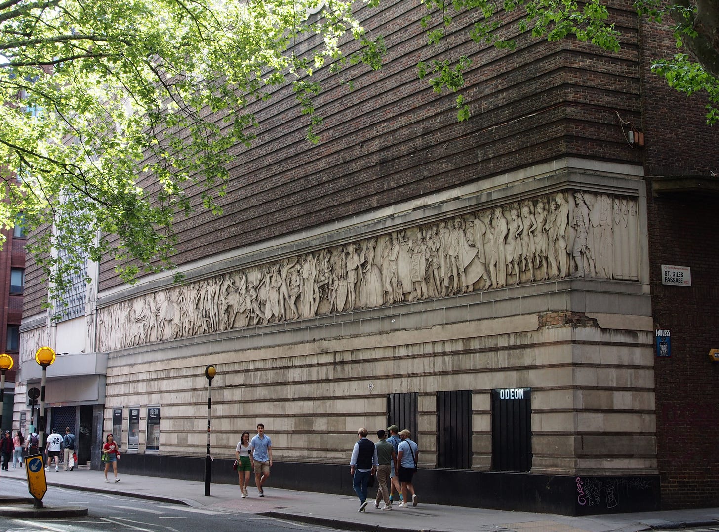 View of the outside of the closed Odeon on Shaftesbury Avenue.
