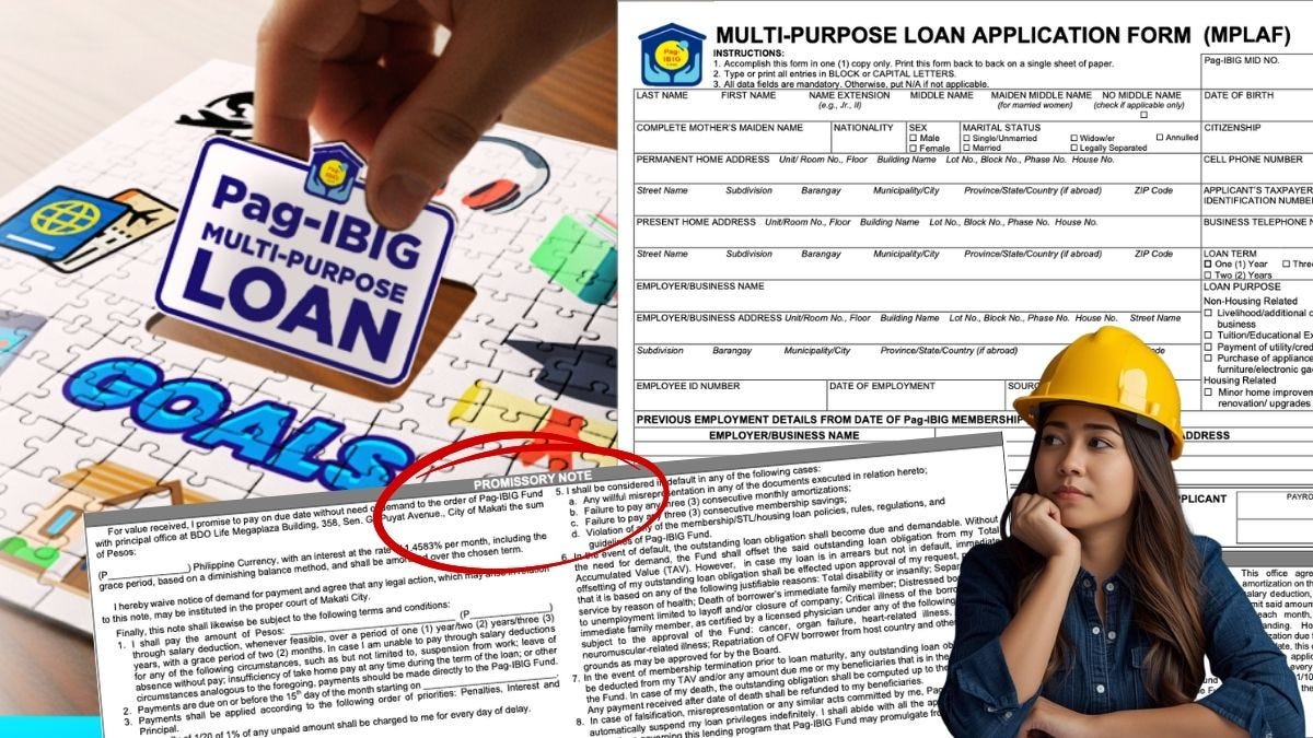 Pag-IBIG Multi-Purpose Loan application form showing the promissory note section Pag-IBIG Multi-Purpose Loan application form showing the promissory note section