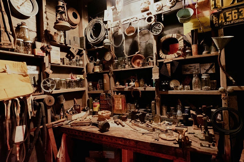 A workbench with a lot of tools