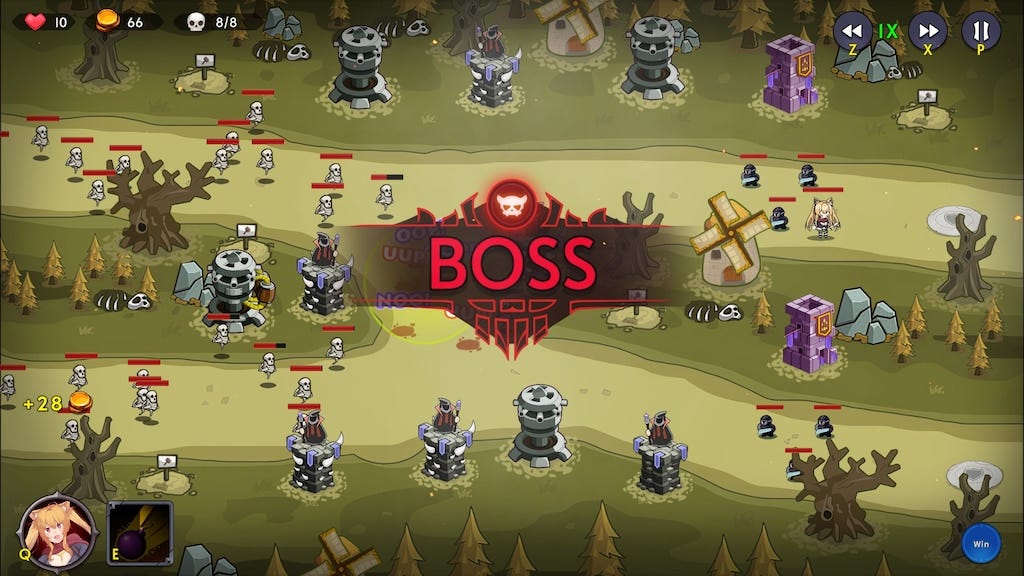 Layout of the map with enemies coming from the left