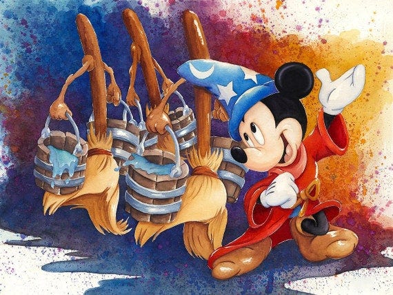 Mickey Mouse Fantasia Poster: Sorcerer's Apprentice, Magical Brooms (24" X  18") - Etsy