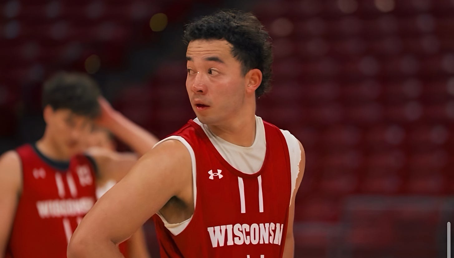 Wisconsin Badgers point guard Owen Foxwell at practice. Photo credit: UW Athletics. Wisconsin Badgers point guard Owen Foxwell at practice. Photo credit: UW Athletics.