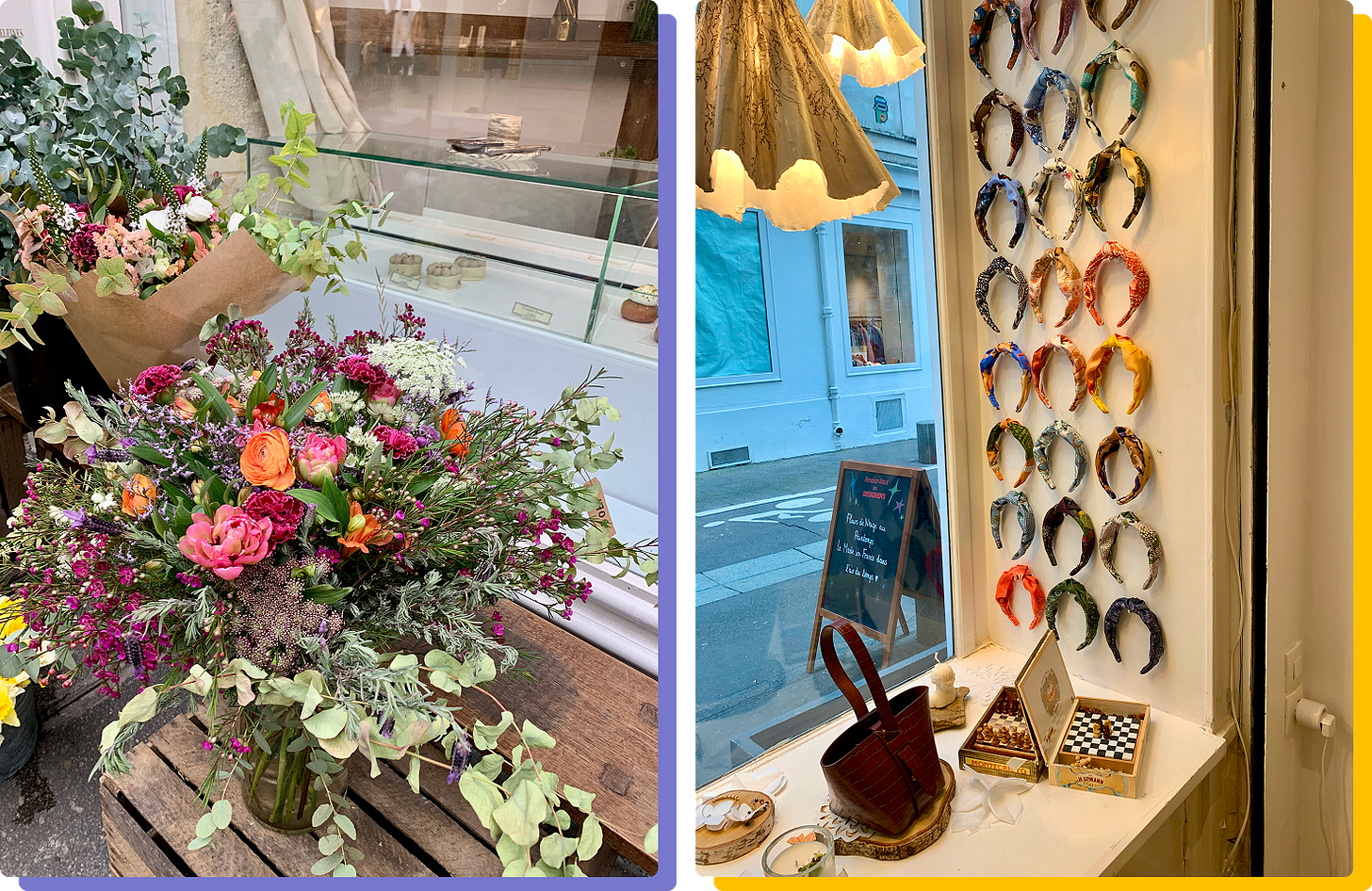 Photo of a bouquet and the Rendez-Vous des Designers window Photo of a bouquet and the Rendez-Vous des Designers window