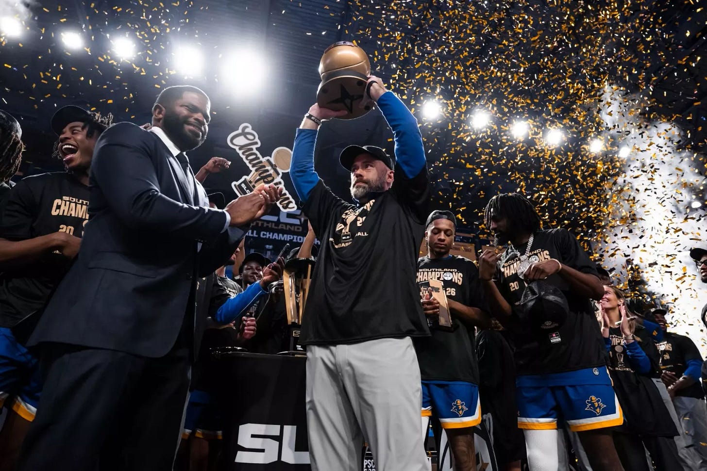 March Madness Hat Trick: Cowboys whip SFA 76-59 for 3rd straight tourney title - McNeese State University Athletics March Madness Hat Trick: Cowboys whip SFA 76-59 for 3rd straight tourney title - McNeese State University Athletics