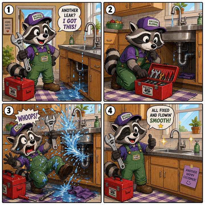 DALL-E 2 vs. GPT Image 2 raccoon plumber comic strips