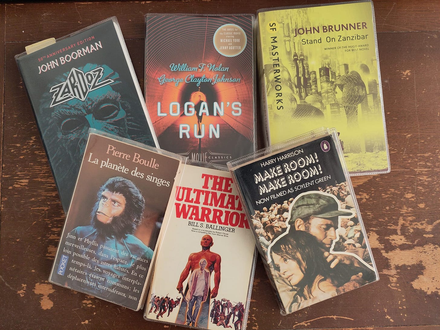 A selection of post-apocalyptic fiction, most with film tie-in covers