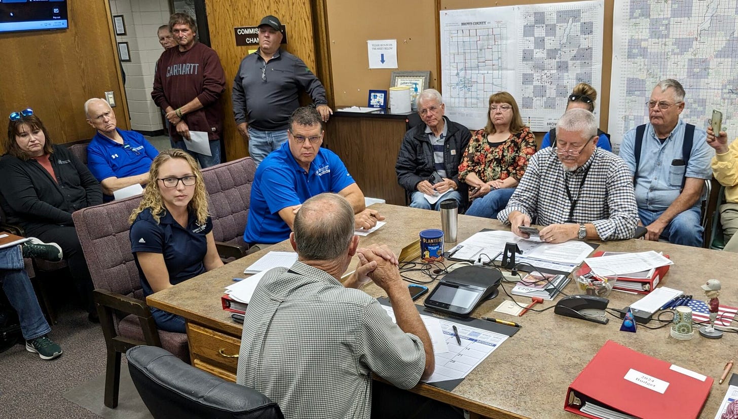 Summit vows reform, will dismiss 160 condemnation lawsuits in South Dakota 1 Kylie Lange, left, of Summit Carbon Solutions, and Jim Seurer of Glacial Lakes Energy visit with the Brown County Commission on Tuesday, Sept. 26. Aberdeen Insider photo by Scott Waltman