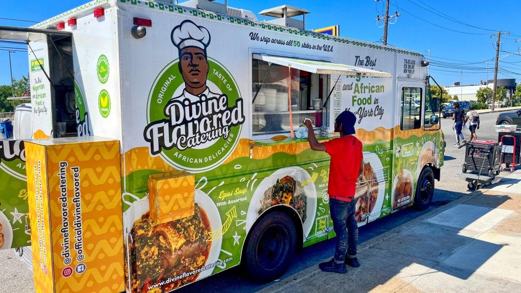 The DF Nigeria food truck sets up at 5200 Whitaker Ave. near Roosevelt Boulevard The DF Nigeria food truck sets up at 5200 Whitaker Ave. near Roosevelt Boulevard