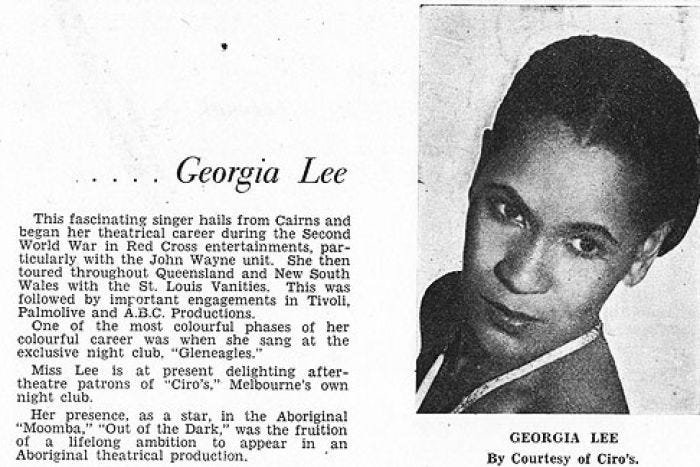 Georgia Lee, a midcentury Australian singer of Aboriginal and ... Georgia Lee, a midcentury Australian singer of Aboriginal and ...