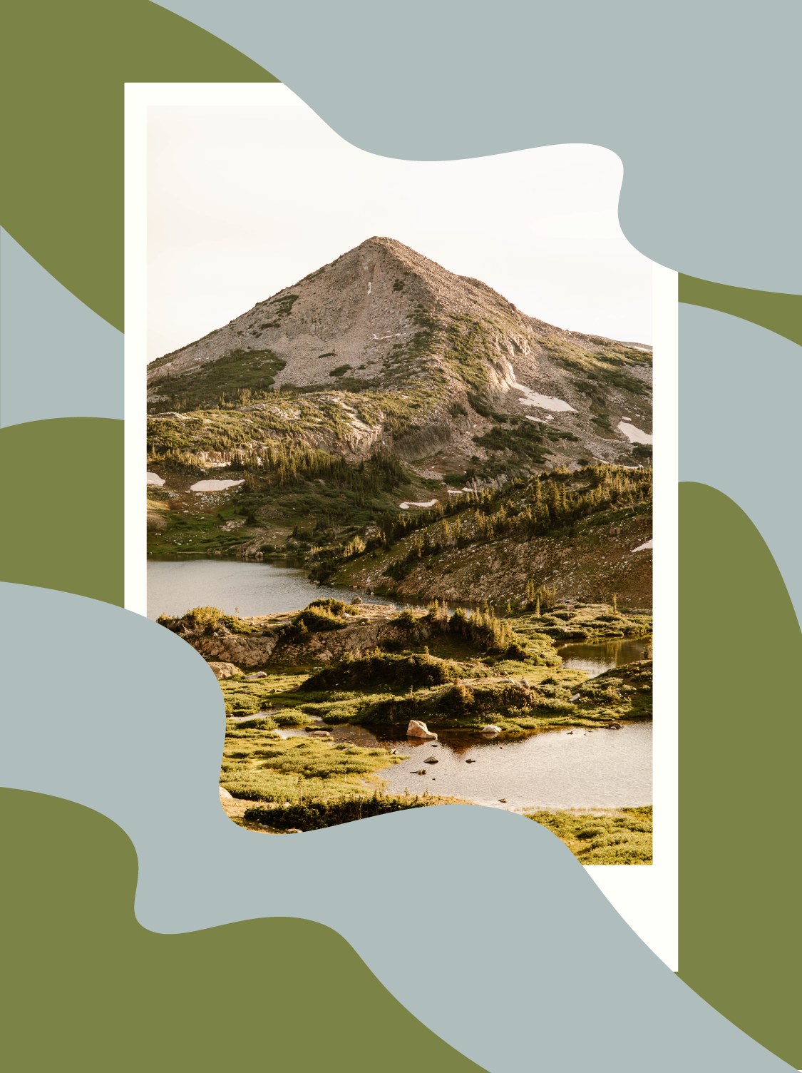 two lakes positioned in front of a mountain on Gap Lakes hiking trail