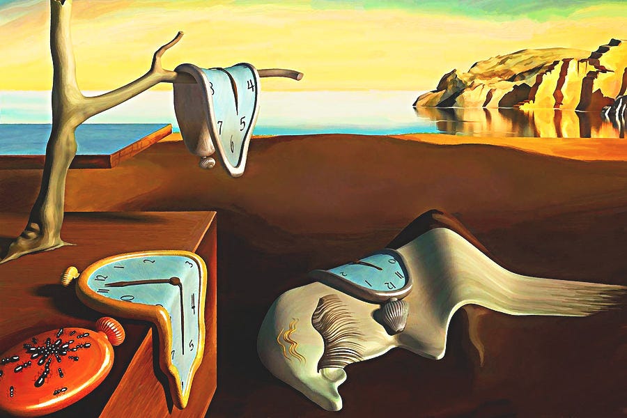 Salvador Dali The Persistence of Memory - melting clocks on a surreal landscape Salvador Dali The Persistence of Memory - melting clocks on a surreal landscape