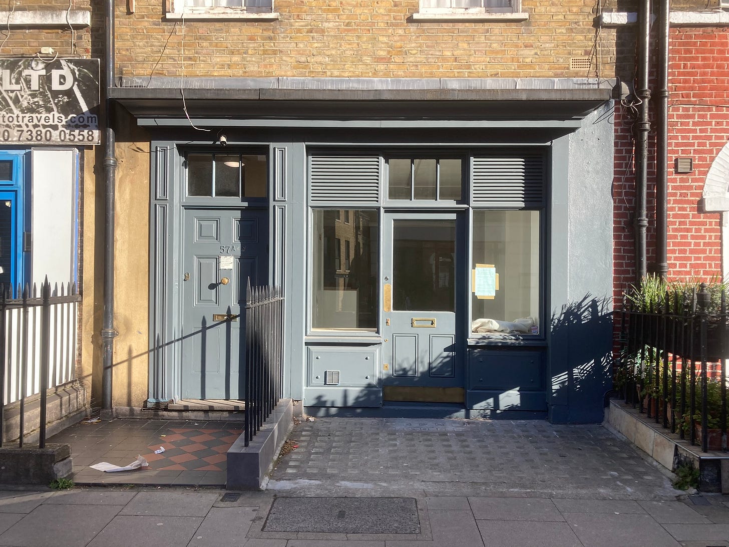 View from the street of ground floor shopfront at 57 Warren Street.