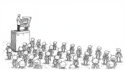 Person orchestrating fifty simultaneous campaign experiments using AI agents for scale