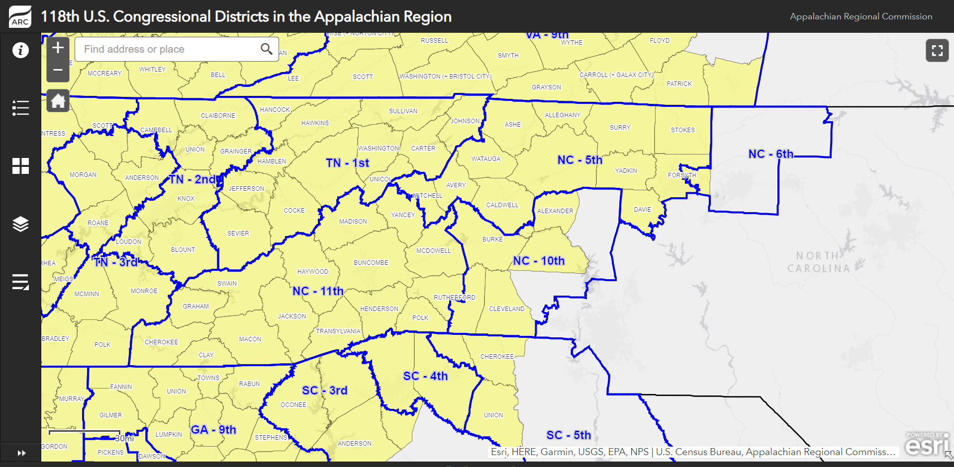 Map of 118th Congressional Districts in the Appalachian Region. Map of 118th Congressional Districts in the Appalachian Region.