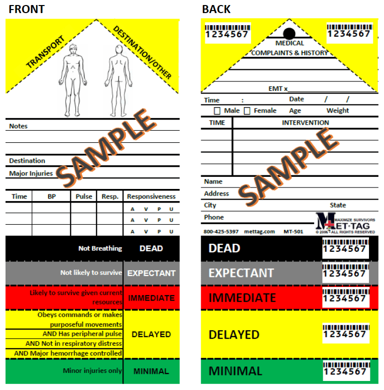 A sample of the safety card for an ambulance.