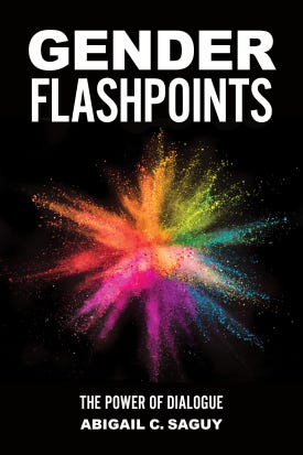 Gender Flashpoints book cover, featuring a rainbow colored firework