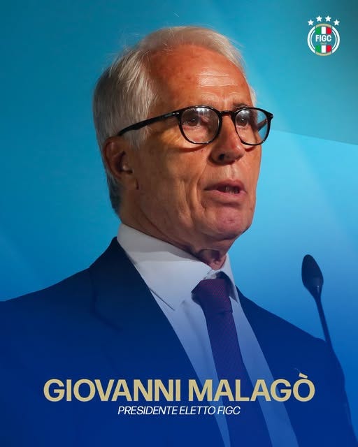 Pode ser uma imagem de texto que diz "FIGC FIGC GIOVANNI GIOVANNIMALAGÒ MALAGÒ PRESIDENTE PRESIDENTEELETTOFIGC ENTE ELETTOFIGC ELETTO" Pode ser uma imagem de texto que diz "FIGC FIGC GIOVANNI GIOVANNIMALAGÒ MALAGÒ PRESIDENTE PRESIDENTEELETTOFIGC ENTE ELETTOFIGC ELETTO"