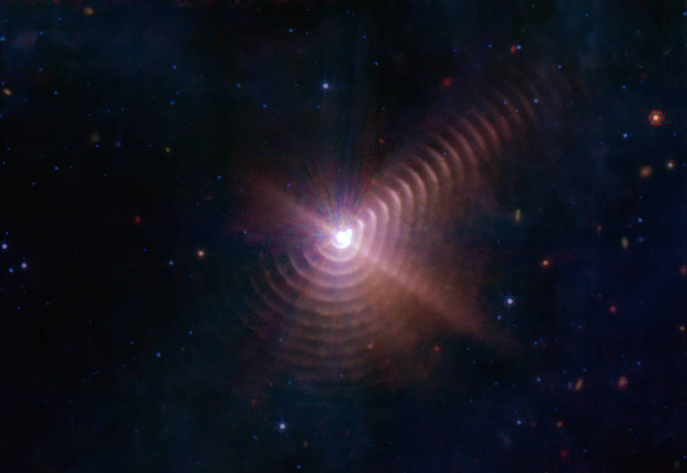 The two stars in Wolf-Rayet 140 produce shells of dust The two stars in Wolf-Rayet 140 produce shells of dust
