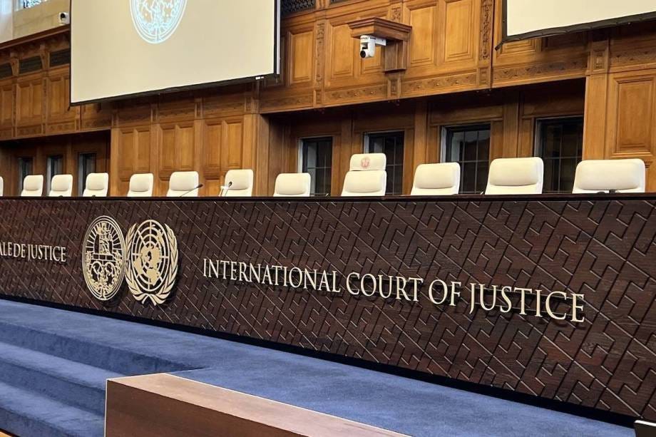 Overview of the courtroom at the International Court of Justice (ICJ) in The Hague, Netherlands on 22 April, 2024 [Selman Aksünger/Anadolu Agency]
