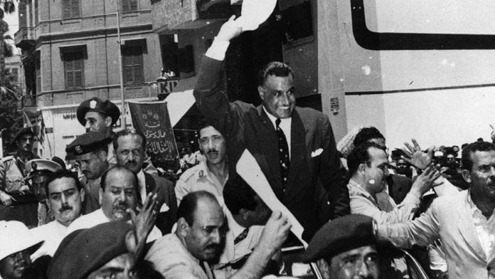 Nasser following his announcement that he had "taken over" the Suez Canal Company Nasser following his announcement that he had "taken over" the Suez Canal Company