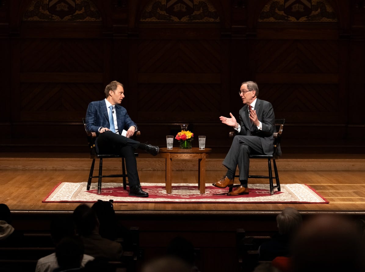 At Harvard Talk, Princeton President Says Colleges Should Set Clear Time, Manner, Place Rules for Protests
