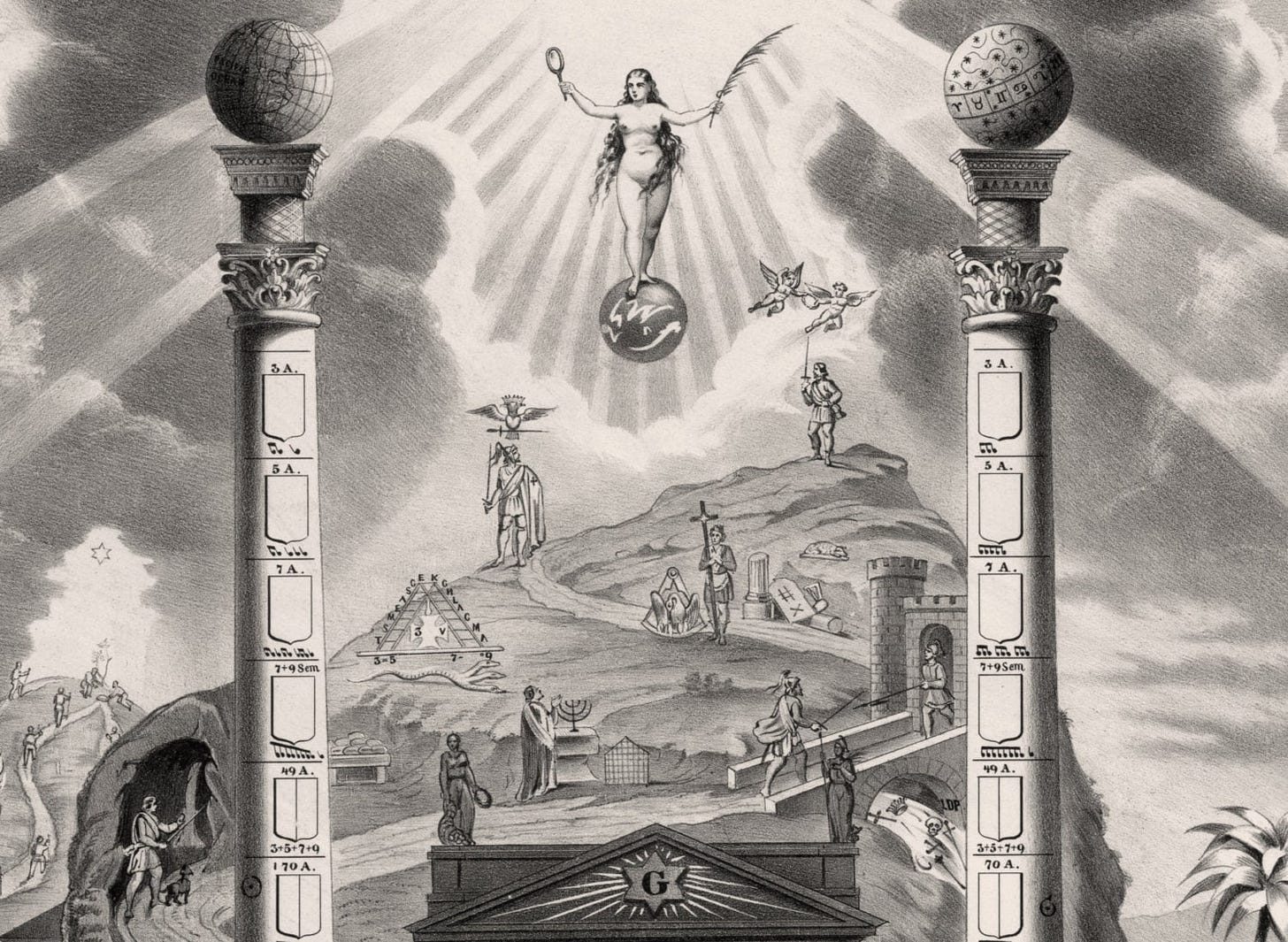 Masonic Chart with Code and Prayer - Vintage Art Print - Antique Freemason  Ephemera - Masonic Collectible - 1800s Americana - Secret Society