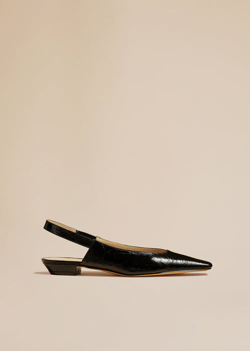 The Colin Slingback Flat in Black Leather