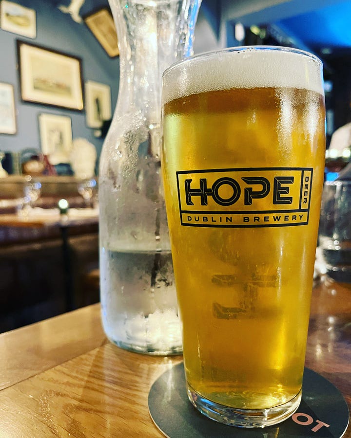 Pictures of beer and food - with one outlier in NYC