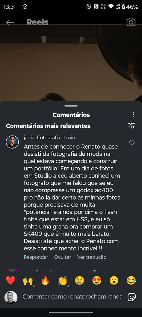 depoimentos dos alunos