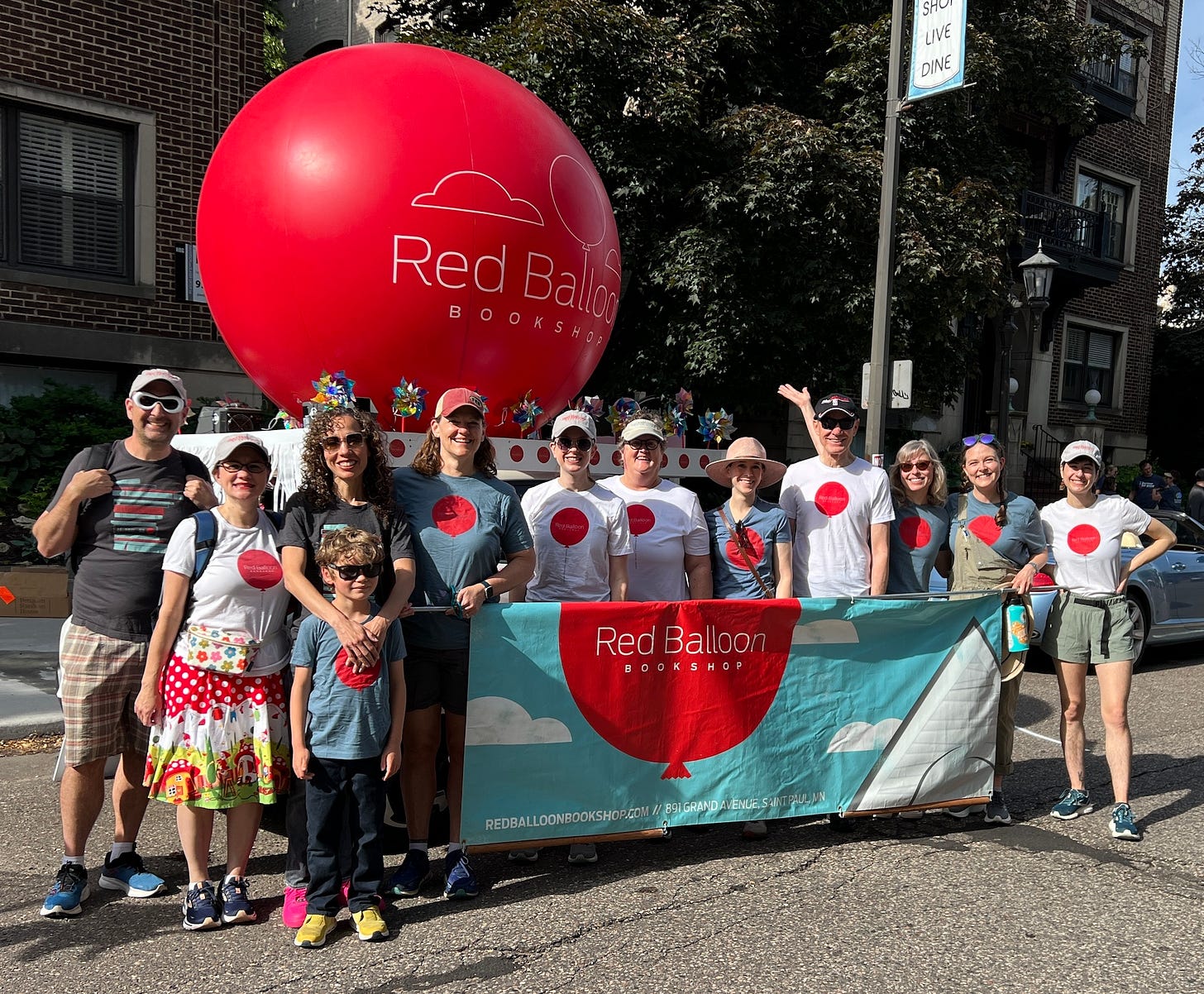 Author-illustrators in front of Red Balloon Bookshop for Grand Old Day in St. Paul, MN.