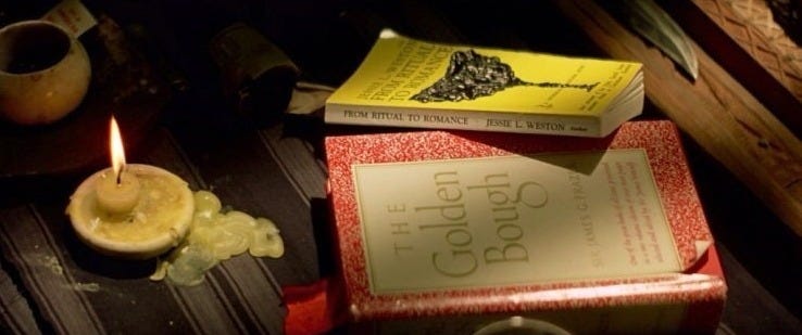 Apocalypse Now (1979) by Francis Ford Coppola
Book title: From Ritual to Romance (1920) by Jessie Weston; The Golden Bough (1890) by James Frazer