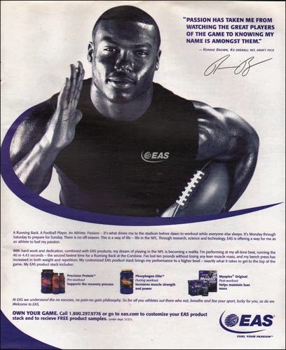 2005 Vintage ad EAS Products Protein Myoplex Ronnie Brown NFL draft pick - Picture 1 of 1 2005 Vintage ad EAS Products Protein Myoplex Ronnie Brown NFL draft pick - Picture 1 of 1