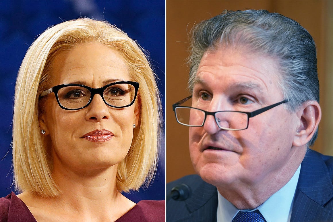 Sens. Kyrsten Sinema and Joe Manchin Sens. Kyrsten Sinema and Joe Manchin