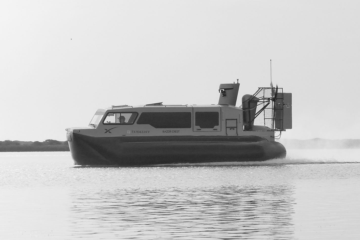 SpaceX hovercraft cruising across South Bay SpaceX hovercraft cruising across South Bay