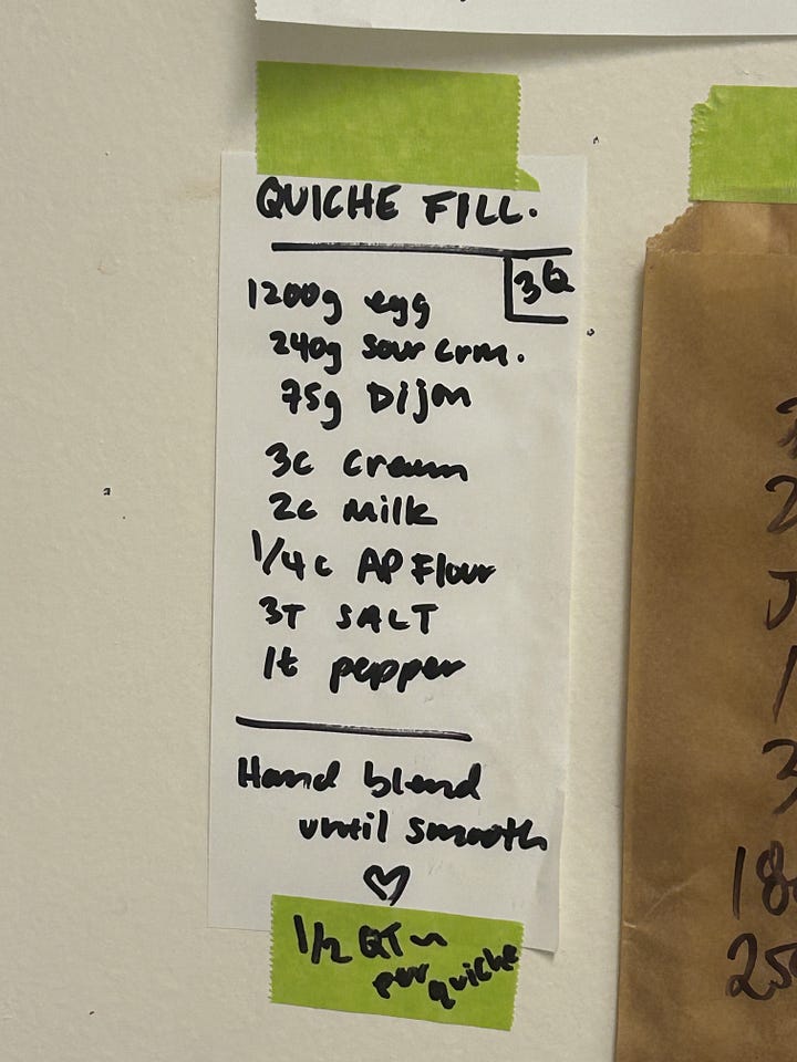 quiche on baking sheet and quiche recipe