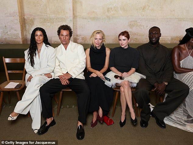 During Paris Men's Fashion Week on Sunday, they were deep in conversation while actress Gillian Anderson was sandwiched between them