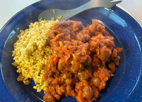 Camping Stove, Chilli and Rice