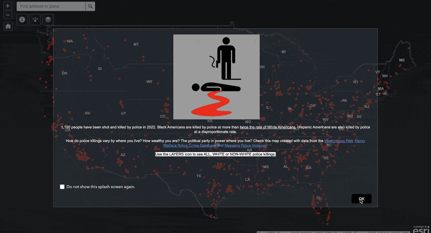 Police killings in 2022 mapped Police killings in 2022 mapped