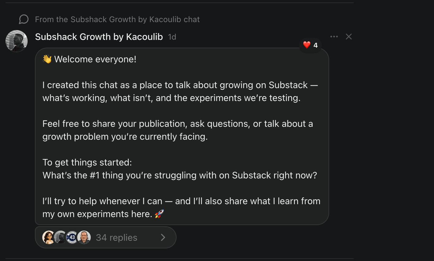 How I Got 34 Replies on My First Substack Chat Thread