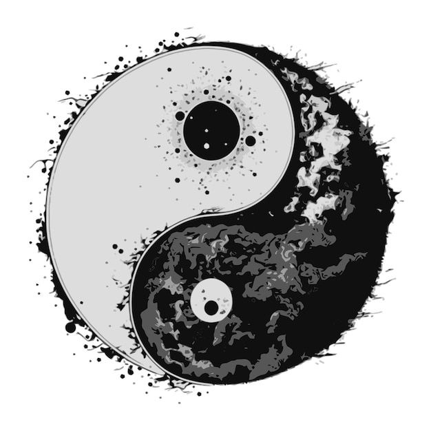 Vector yin yang symbol culture and philosophy of the east chinese taoism vector drawing in grunge Vector yin yang symbol culture and philosophy of the east chinese taoism vector drawing in grunge