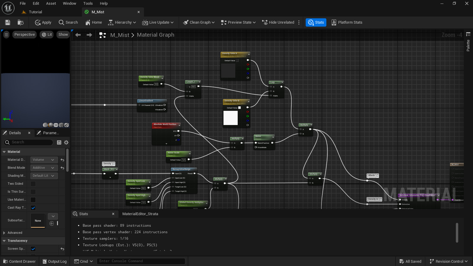 I replaced the LinearGradient node for the density output directly. This was the solution to get the mist color and emission right. I replaced the LinearGradient node for the density output directly. This was the solution to get the mist color and emission right.
