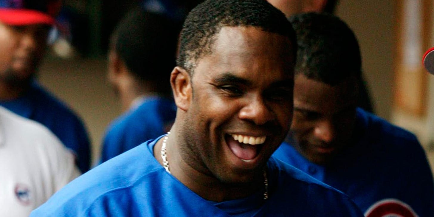 Randall Simon celebrating a happy 2003 moment with the Cubs.