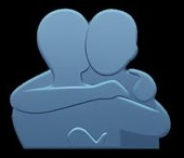 This may contain: an image of two people hugging in the shape of a heart on a white background