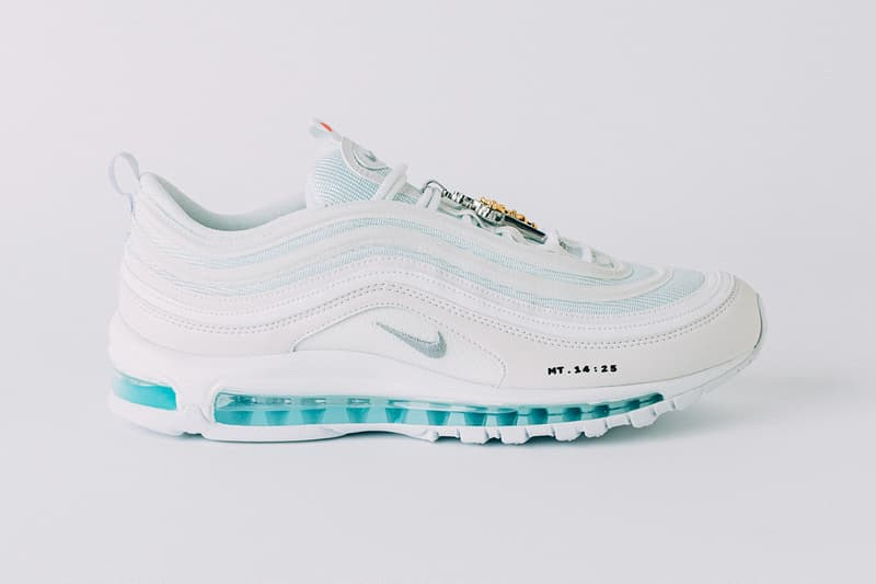 MSCHF x INRI Nike Air Max 97 "Jesus Shoes" Release Information Closer Look Walk on Water Biblical References Pope Crucifix Limited Edition How to Cop Buy Sneakers Footwear Customized Customs Rare