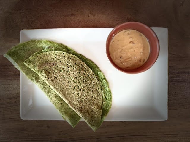 Savory Gluten-free Vegan Mung Bean Pancakes with Fataafat chutney